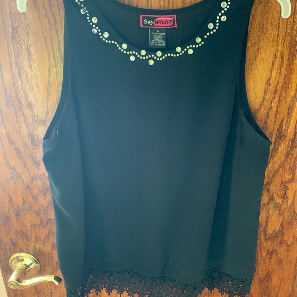 Black lace crop top